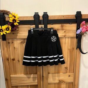 Spencer's Black Mini Skirt with White Stripes